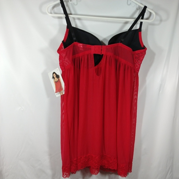 Womens Babydoll Lingerie Size Large Red Dreamgirl - Picture 2 of 11